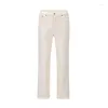 Męskie dżinsy High Street Milky Białe Casual Casual Pants Lose Prosty modne spodni z całego mecz