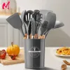 Köksredskap Silikonköksredskap Set Nontoxic Cooking Baking Kitchen Tools Silikon Spadskedskedskrapa Brush Spade Whisk Turner 230809