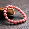 Strand Wholesale 9mm Genuine Red Natural Rhodochrosite Bracelet Women Female Stretch Crystal Round Bead