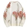 Herrtröjor Autumn Winter Loose Casual Butterfly Jacquard Jumpers Trend förtjockad japansk streetwear tröja