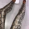Женские брюки скинни -змея кожа с печатью с высокой талией брюки Длинные леггинсы Тонкие брюки женские брюки женские брюки T230810