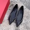 Brand designer women's rivet sandals sexy pointed rivets nude beach fashion wedding shoes rivet women's flat shoes 35-43