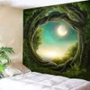 3D Forest Tapestry Nature Tree Art Hole Large Carpet Wall Hanging Tapestry Mattress Bohemian Rug Blanket Camping Tent Tablecloth W2723