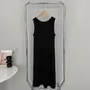 Casual Dresses 2023 Summer Women's Dress Mid Length Round Neck Tank Top Loose Side Slit Sleeveless Sundress Clothing Female P127