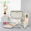 Dress Shoes Selling Rainbow Color Pointed Toe Sandal Full Of Diamonds Design Matching Bag Set For Women Wedding Party 230809