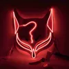 PVC Halloween Clubing upplyst Kitsune Fox Led Mask DIY Costume Rave Cosplay EDC Party Masks HKD230810