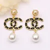 Boucles d'oreilles de luxe Lettres de créateurs étalons boucles oreilles pendants cristaux géométriques bijoux pour femmes accessoires fête des amants de fiançailles de mariage cadeau