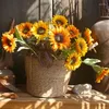 Decorative Flowers Single Head Sunflower Simulation Flower Dried Living Room Decoration Sun Fake Silk