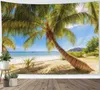 Tapestries Sea Beach Tapestry Tropical Ocean Wall Hanging Palmt Trees Tapestries Island Wall filt Tyg hem sovrum vardagsrum Dekor R230810