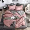 AB side bedding solid simple bedding set Modern duvet cover set king queen full twin bed linen brief bed flat sheet set 201127235B