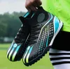 Детские голубо белые черные футбольные туфли TF AG High Top Football Boots Модные молодежные мальчики для девочек обучение обуви