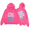 Men's Hoodies Mens 2023 Unisex Pink Letters Print Sweatshirts Autumn Loose Hoodie Pullover