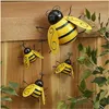Dekorativa föremål Figurer 4PCSSet Decorative Metal Art Bumble Bee Backyard Garden Accent Wall Ornament 230809
