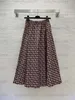 Kadın etek tasarımcısı etekler zarif bayan elbise lüks marka pamuk kumaş all-over baskısı yüksek belli uzun yarım etek 2 renk tasarımcılar kadın giyim 55