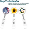 wholesale Sublimation Blank Retractable Badge Holder with Belt Clip Nurse ID Reels for Office Worker Doctor Key Card Name Tag Thermal LL