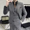 Męskie garnitury Blazer Blazer Vest Pants Fashion Business Wedding Dżentelmen Slim Italian Style Casual gospodarz Podwójny podzielony Formalny 30809