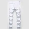 Mens Jeans Men Streetwear personalità Strappato stampato bianco skinny Hip Hop Punk Casual pantaloni jeans denim stretch moto 230809