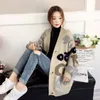 Women's Knits Tees Slouchy Style Sweater Cardigan Loose Autumn and Winter Korean 2023 Outerwear Knitted Jacket Medium Length 230810