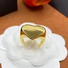 Heart Shaped Wide Face Gold Ring Ladies Luxury 18K Gold Plated Simple Personalized Open End Ring Stainless Steel Vintage Classic Accessories