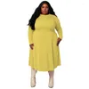 Robes de grande taille WUHE solide côtes tricot printemps femmes robe à manches longues col rond pansement extensible Maxi mode tenue de rue