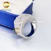 Bijoux de créateurs de luxe glacé diamant hommes plaqué or 925 argent sterling vvs moissanite ou cz Moissanite hip hop anneaux