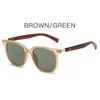 Sunglasses 2023 Korean Edition Teal Vintage Wood Grain Leg Box Round Face Glasses Fashion Sunshade