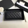 Designer CC Wallets Black Lambskin Caviar Leather Wallet Gold and Sier Hardware Mini Handbags Classic Clutch Bags S Purse Card Holder Women