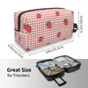 Storage Bags Strawberry Gingham Travel Cosmetic Bag Women Strawberries Pattern Makeup Toiletry Organizer Ladies Beauty Dopp Kit