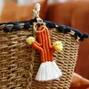 Party Favor Hand Woven Cactus Nyckelkedjetillbehör Pendant Bohemian Botanical Flower Tassel Bag Pendant Female Keychains SN842