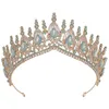 Wedding Hair Jewelry Princess Crown Royal Queen Green Crystal Tiaras Bride Headwear Baroque Retro Bridal Head Accessories 230809