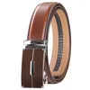 Belts Luxury 3.5cm Width High Quality Cowhide Genuine Leather Belt For Men Business Metal Automatic Ratchet Buckle Male B362