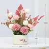 Fleurs décoratives Soie Fleur Vie Vase En Céramique Ensemble Artificielle Rempotage Maison Salon Décorations De Mariage 36 cm Bonsaï Fête Des Mères Cadeau