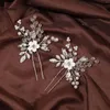 Hårklipp vintage vit blomma hårnål gafflar smycken för kvinnor u-formade pärlstick brud bröllopstillbehör