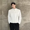 Herrjackor Autumn Korean Style Personlig stående krage designjackor män avslappnad lös svart vit jacka MXL 230810
