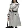 Damengrabenmäntel 2023 Frauen Herbst Winter Korean klassisches Doppelbrust Englandstil Lose mittelgroße weibliche Kleidung Tops