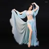 Scene Wear Style Belly Dance Costumes Women 3 Piece BH och ärmar kjolar Sexig orientalisk kostymprestanda