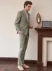 Men's Suits Mens Set Blazer Vest Pant Khaki Stripe Luxury Slim Fit Wedding Groom Wear Four Season Clothing Formal Party Stage Suit 6xl