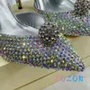 Dress Shoes Summer Sexy Mirror Crystal Ball Hollow High Heels Leather Lining Pointed Toe Women's Stiletto Sandal's Wedding 230809