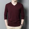 Heren Truien Top Kwaliteit Wol Gebreide Kleding 2023 Lente Herfst Casual V-hals Lange Mouwen Truien T-shirt Mannelijke Zijde