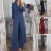 Kadınlar İki Parçalı Pantolon Daha Uzun Tiner Görsel olarak Kadınlar Sıradan İki Parçalı Set Şık V-Neck Twisting Pantolon Bahar İçin Rahat