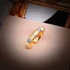 European American Retro Italian Style Two-color Gold Plated Rings Luxury Women's With Zircon Carved Ring