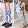 Vrouwen Sokken 3D Bloemen vrouwen Kalf Harajuku Mode Met Print Fluwelen Medium Buis Kawaii Lolita Leuke Zoete Sexy Kousen
