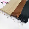 Remy Human Micro Beads Hair Extensions In Nano Ring Links Human Hair Straight Blonde Brazilian Hair 100 Pieces Peruvian Virgin hair 100g Black Brown Piano Color