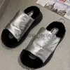 Slippers Winter Bottom grossa impermeabilizada para baixo pano mulheres chinelas de pele para casa quente sapatos de moda luxuosos abertos de ponta de chinelos j230810