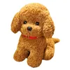 Animais de pelúcia de pelúcia 1pc 22/28cm adorável cabelo encaracolado cão brinquedos de pelúcia usa colar cabeça flor bonecas brinquedo macio de pelúcia crianças presentes de aniversário