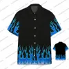 Camisas casuales para hombres Verano para hombres Impresión 3D Rojo Azul Amarillo Llama de color Camisas casuales Hombre Sudaderas de secado rápido Solapa masculina Manga corta Botón Tops 230809