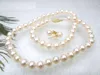 Chains Gorgeous 8-9mm Round Akoya White Natural Pearl Necklace Earrings 14K Clasp Fine JewelryJewelry Making