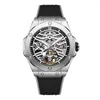 손목 시계 Jinlery Men 's Automatic Mechanical Skeleton Watch Sapphire Crystal Luminous Deep Waterproof Wristwatch에 적합합니다.