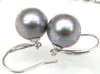 Dingle örhängen charmig 9 mm naturlig akoya silvergrå pärla örhänge 14k/20 vitt guld
