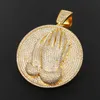 Bijoux Hip Hop en argent 925, or massif 10k, Moissanite, pièces de jésus, Micro pavé, pendentif mains de prière glacées